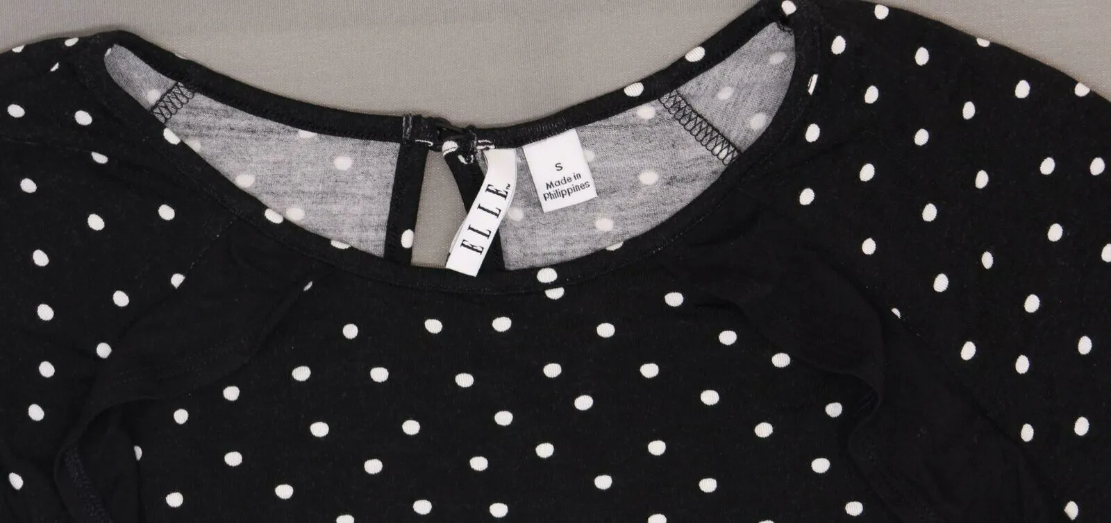 Elle Women's Ruffle Trim Polka Dot Blouse Top