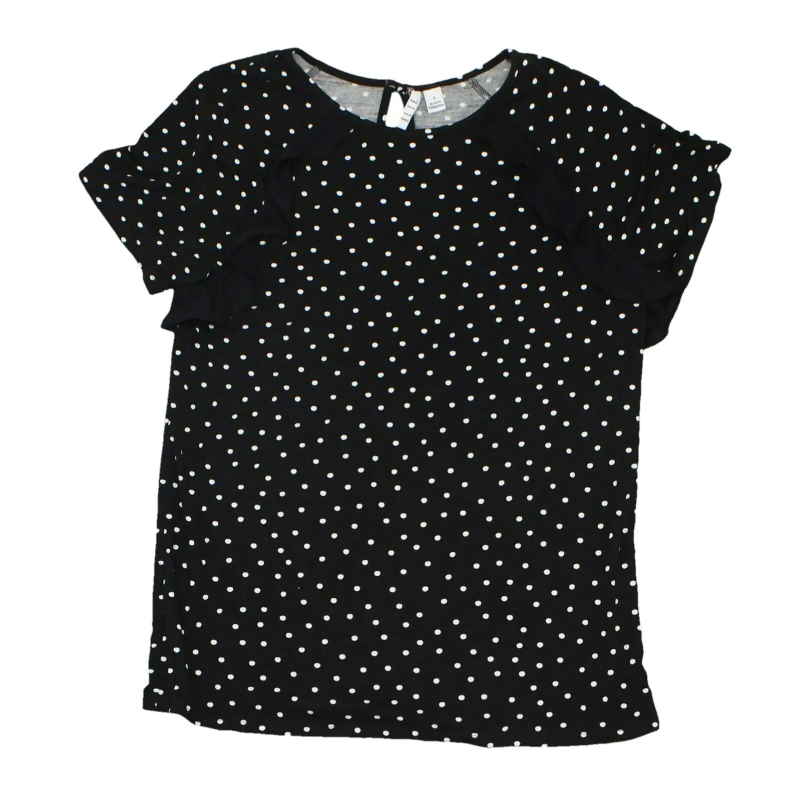 Elle Women's Ruffle Trim Polka Dot Blouse Top