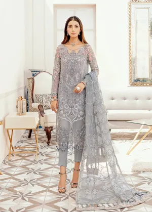Embroidered Chiffon Wear in Gray Color #Y6013
