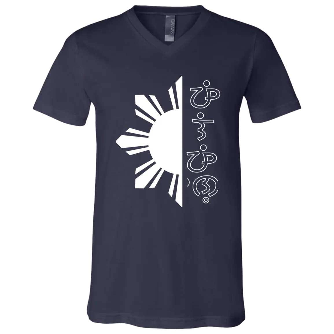 Filipino in Baybayin Script Half Sun Unisex Jersey V-Neck T-Shirt