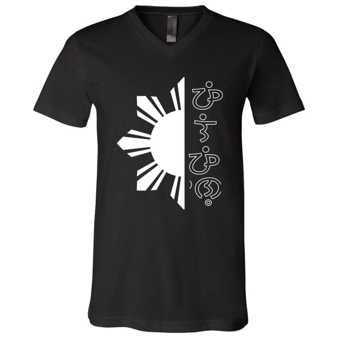 Filipino in Baybayin Script Half Sun Unisex Jersey V-Neck T-Shirt