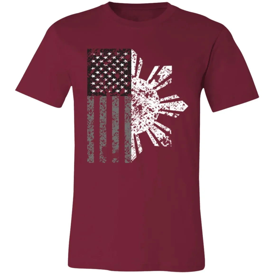 Filipino Sun with American Flag BW Unisex Jersey T-Shirt