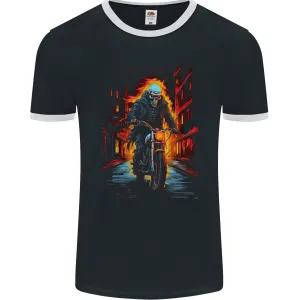 Fire Skull Rider Cafe Racer Motorcycle Biker Mens Ringer T-Shirt FotL