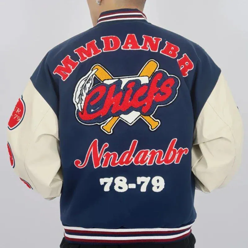 Flytonn-Street hip-hop high-quality flocking embroidery design loose baseball uniform jacket men's fashion ins handsome all-match jacket