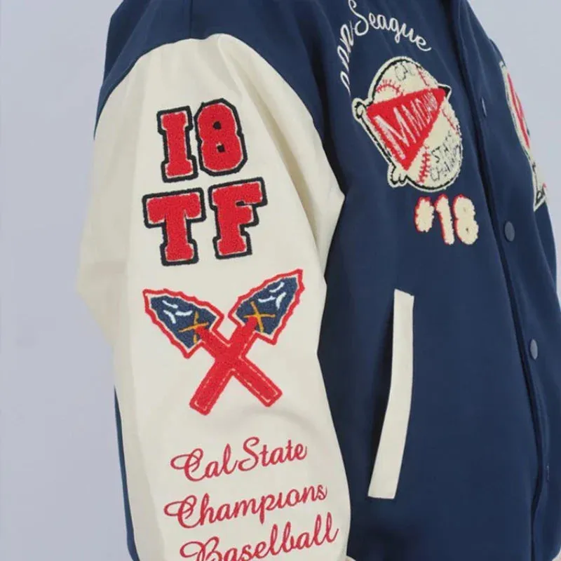 Flytonn-Street hip-hop high-quality flocking embroidery design loose baseball uniform jacket men's fashion ins handsome all-match jacket
