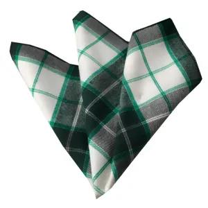 Green White Plaid Pocket Square for Men - Premium Silk Handkerchiefs for Suits