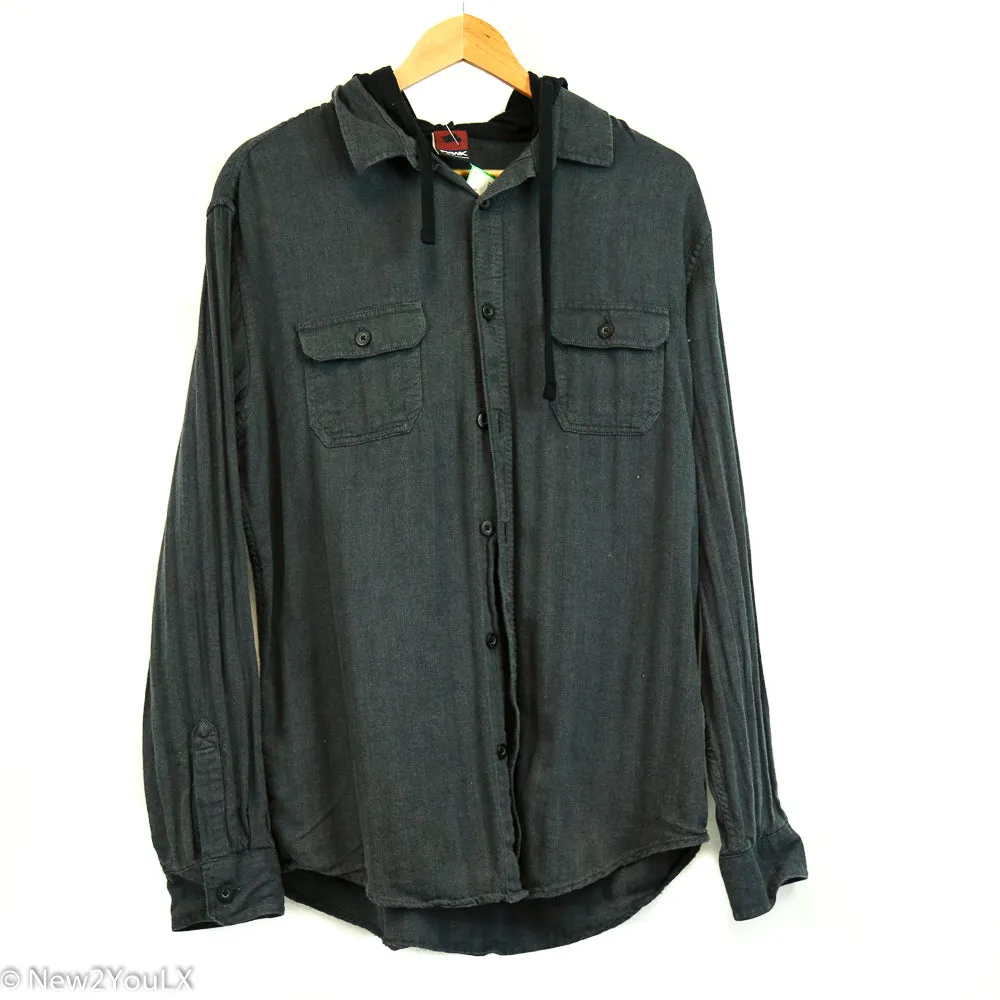 Grey Button Up Hoodie (Hawk)