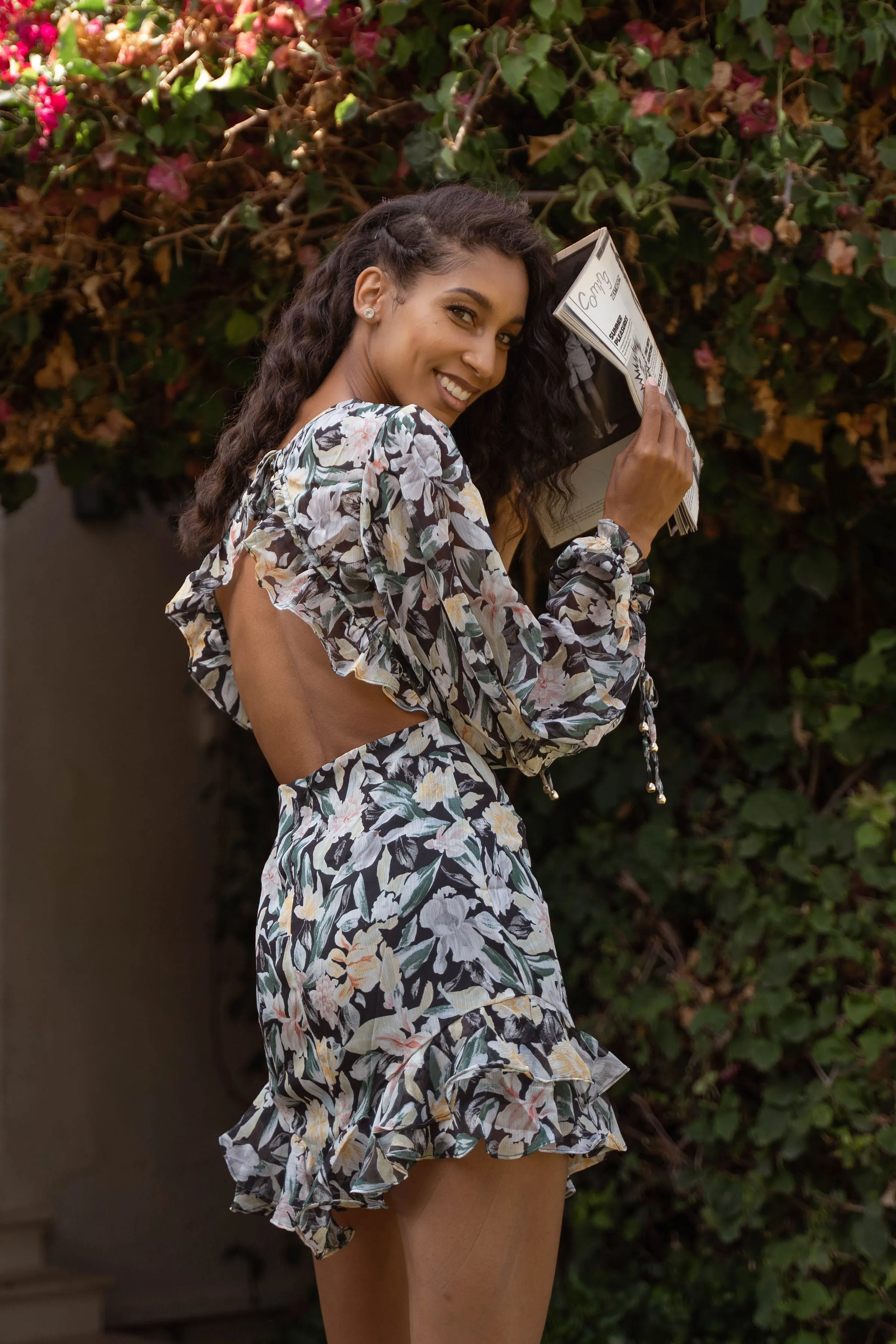 Harvest Moon Open Back Floral Dress