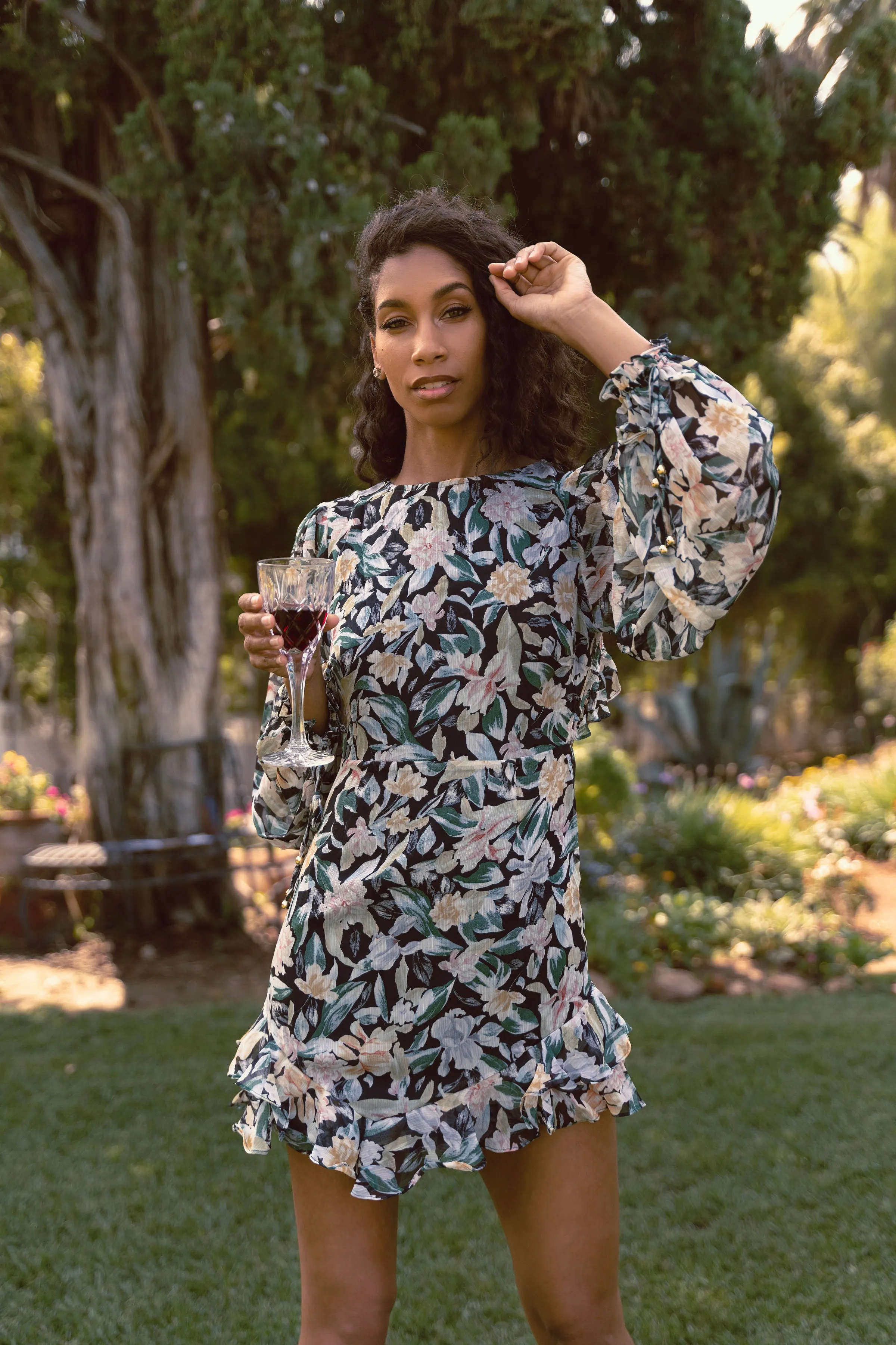 Harvest Moon Open Back Floral Dress
