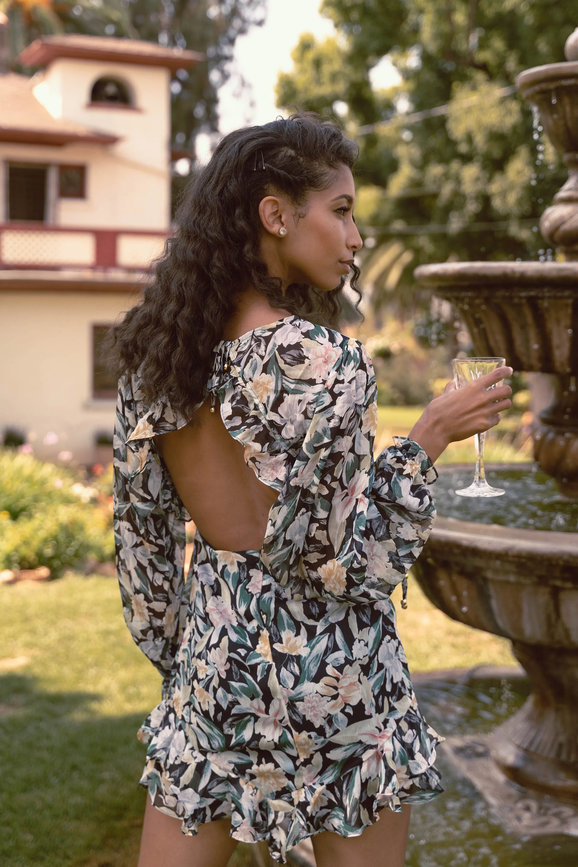 Harvest Moon Open Back Floral Dress
