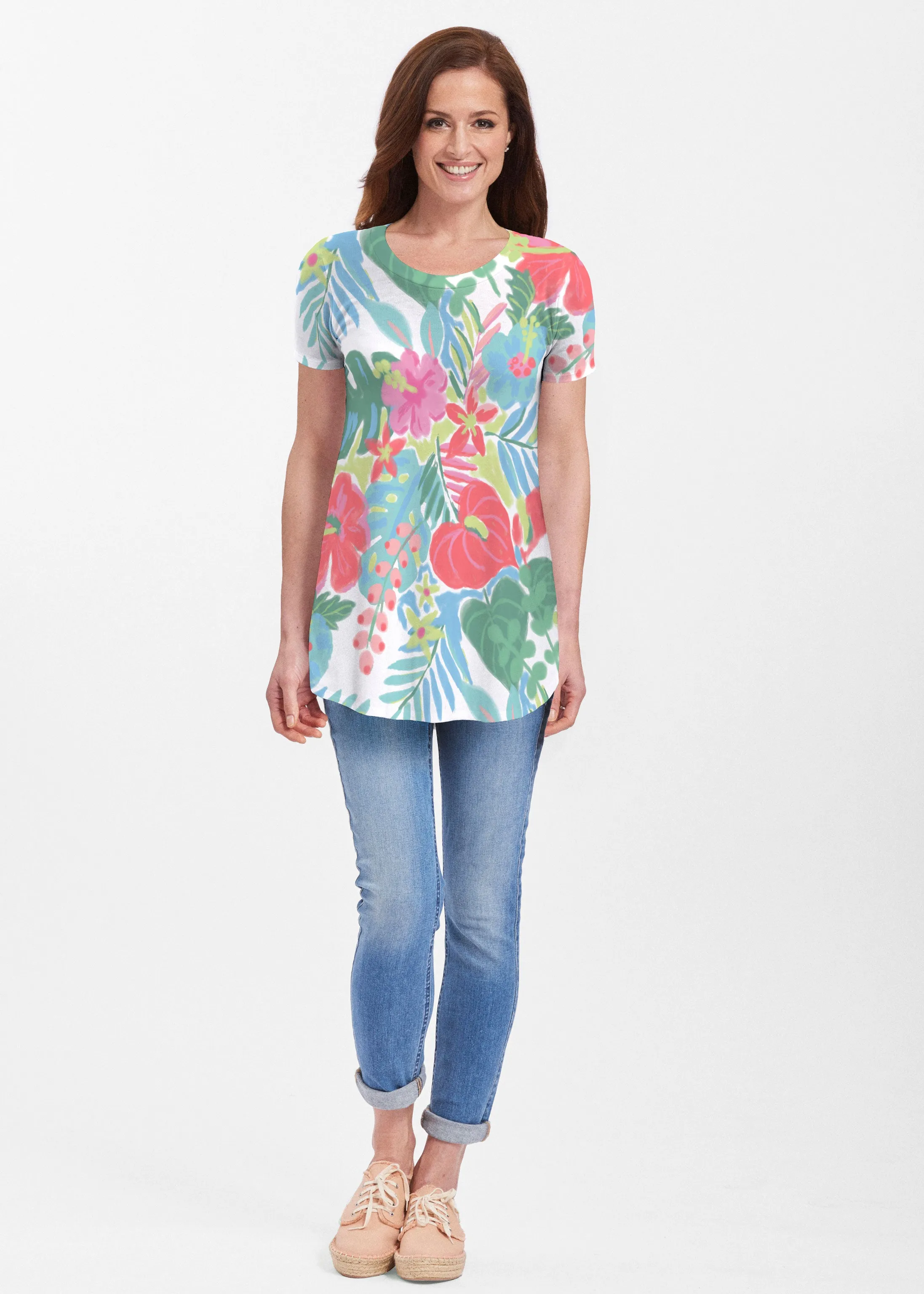 Hawaiian Fling (22141) ~ Butterknit Short Sleeve Tunic