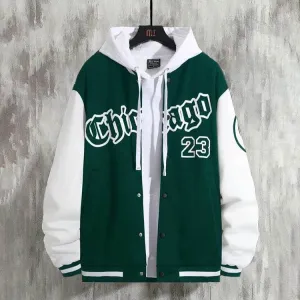 High Street Youth Men's Baseball Coat Men's Loose Casual Jacket Thin Fleece Thermal Insulation