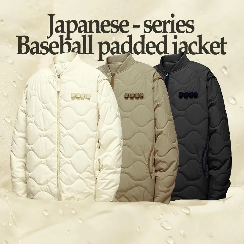 INF Men's Wear | Japanese Loose Lingge Quilted Cotton Baseball Cotton-padded Jacket 2023 Fall/Winter New Solid Color Jacket Coat