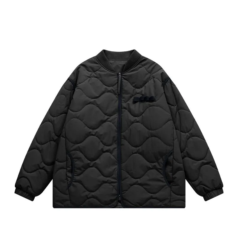 INF Men's Wear | Japanese Loose Lingge Quilted Cotton Baseball Cotton-padded Jacket 2023 Fall/Winter New Solid Color Jacket Coat