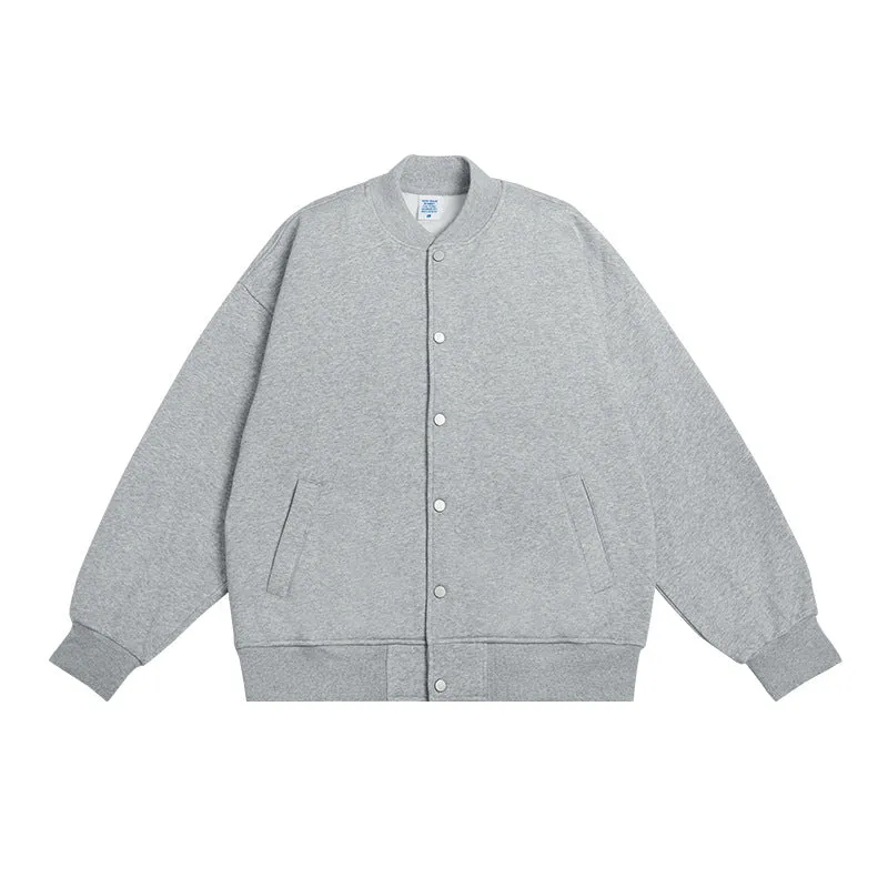 INF Men's Wear | Small And Large Plus 350g Weight Plus Velvet Loose Baseball Suit Rib Solid Color Jacket Men's Jacket Men's