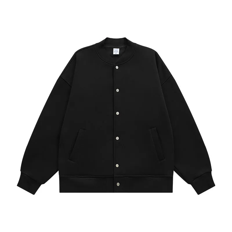INF Men's Wear | Small And Large Plus 350g Weight Plus Velvet Loose Baseball Suit Rib Solid Color Jacket Men's Jacket Men's