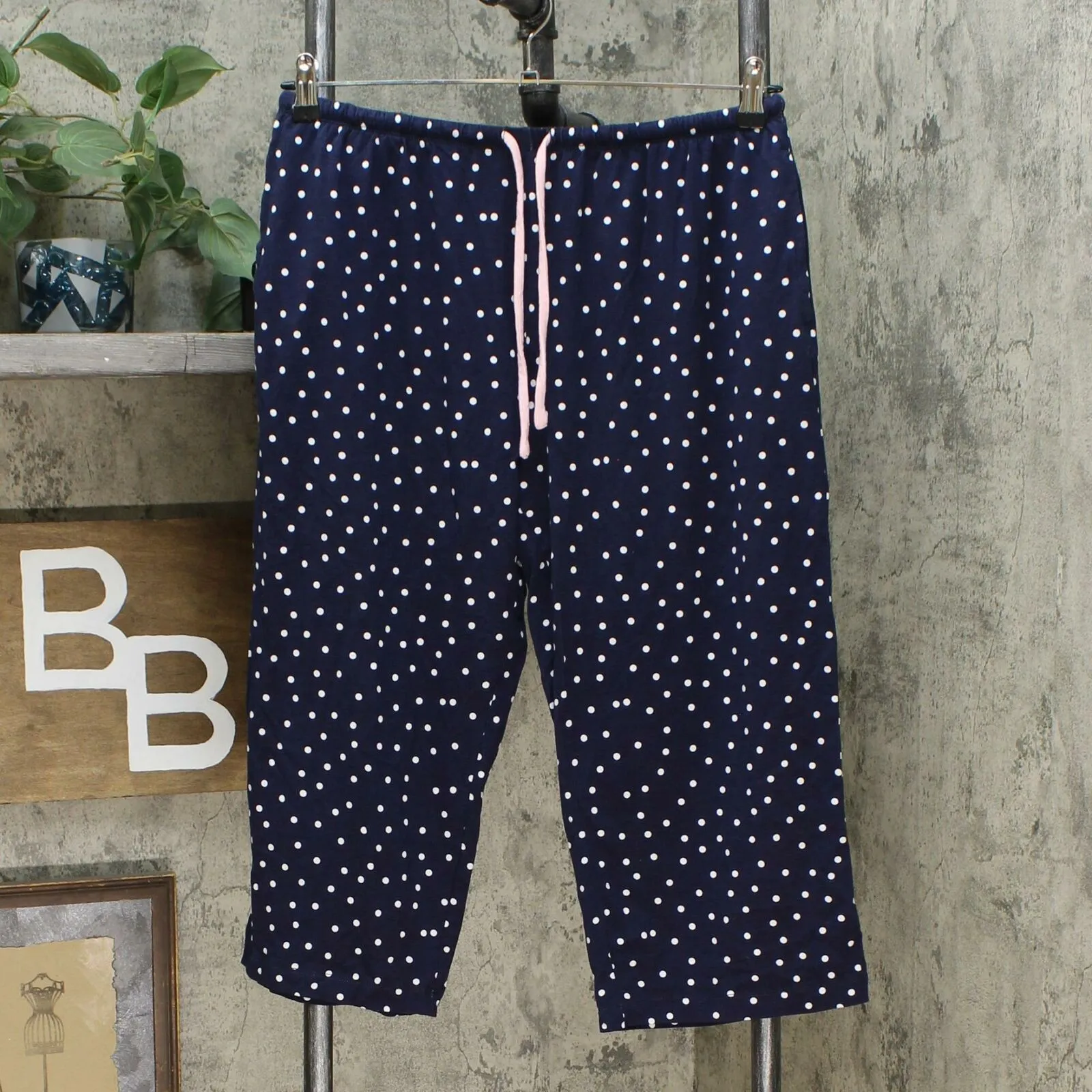 Jane and Bleecker And Bleecker Women's Knit Capri Pajama Sleep Pants Navy Medium