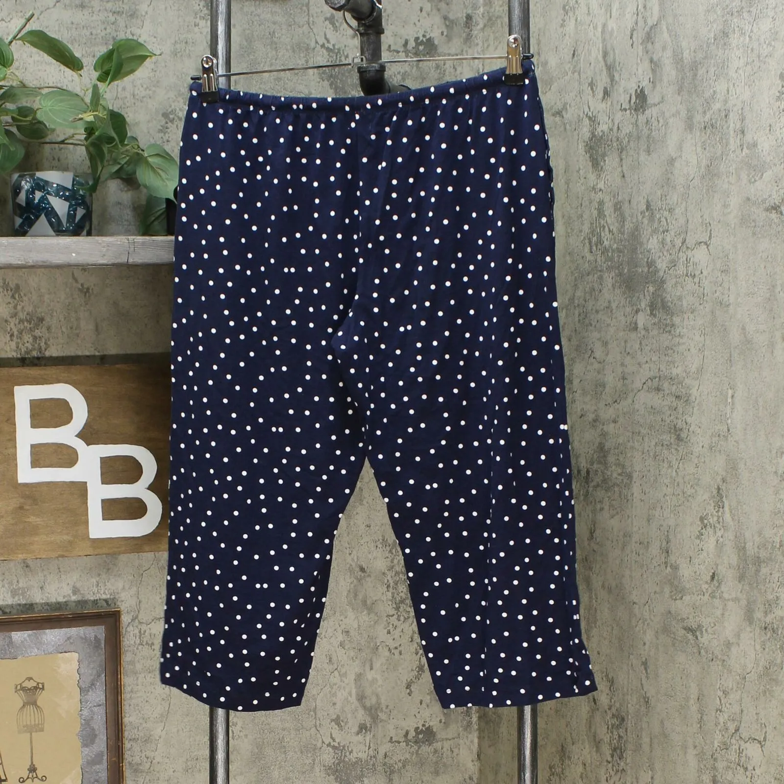 Jane and Bleecker And Bleecker Women's Knit Capri Pajama Sleep Pants Navy Medium