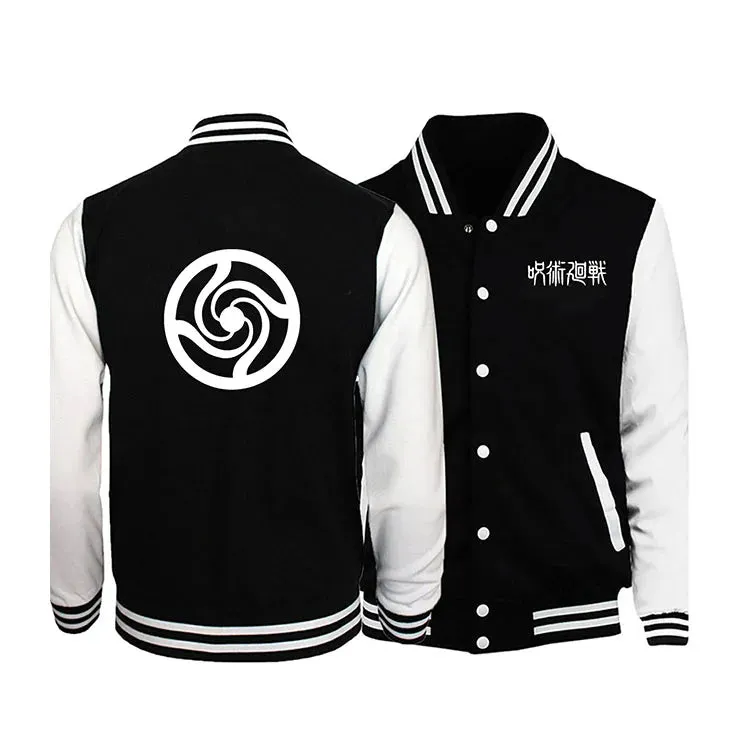 Japanese anime Jujutsu Kaisen Gojo Satoru Baseball Uniform Jacket Men Hip Hop Clothing Fleece Warm Sportswear Oversized Coat