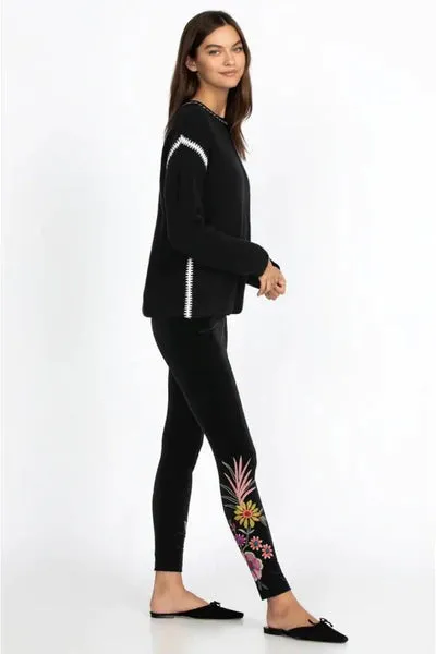 Johnny Was Tiarei Velvet Bishop Sleeve Kimono Coat Floral Embroidery Black New