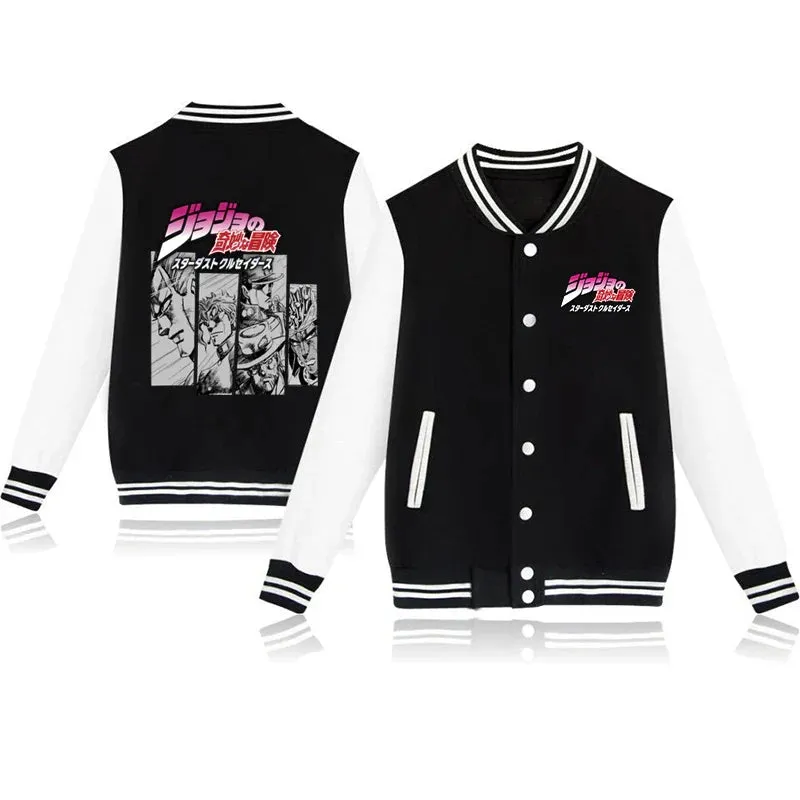 Jojo 'S Bizarre Adventure Baseball Jacket Fashion Tops Casual Jacket Hip Hop Sweatshirt Women Hoodie Harajuku Bomber Jackets