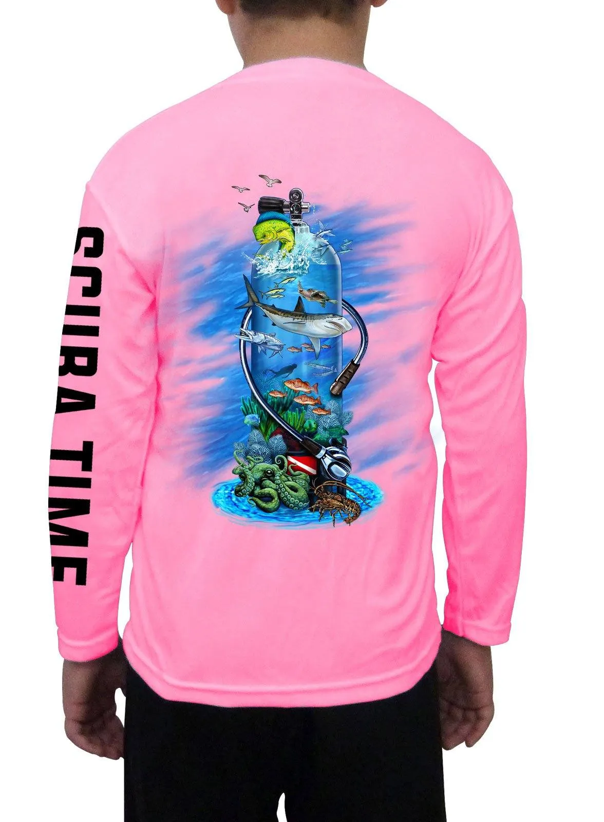 Kid's UPF 50 Long Sleeve Microfiber Moisture Wicking Performance Fishing Shirt Scuba Tank