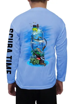 Kid's UPF 50 Long Sleeve Microfiber Moisture Wicking Performance Fishing Shirt Scuba Tank