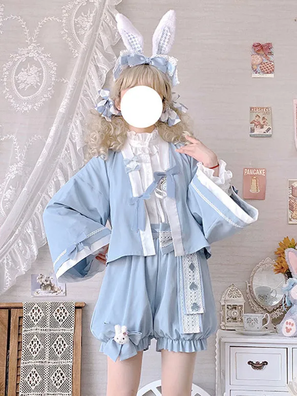 Kimono Lolita Coats Light Sky Blue Bows Polyester Overcoat Coat Summer Lolita Outwears