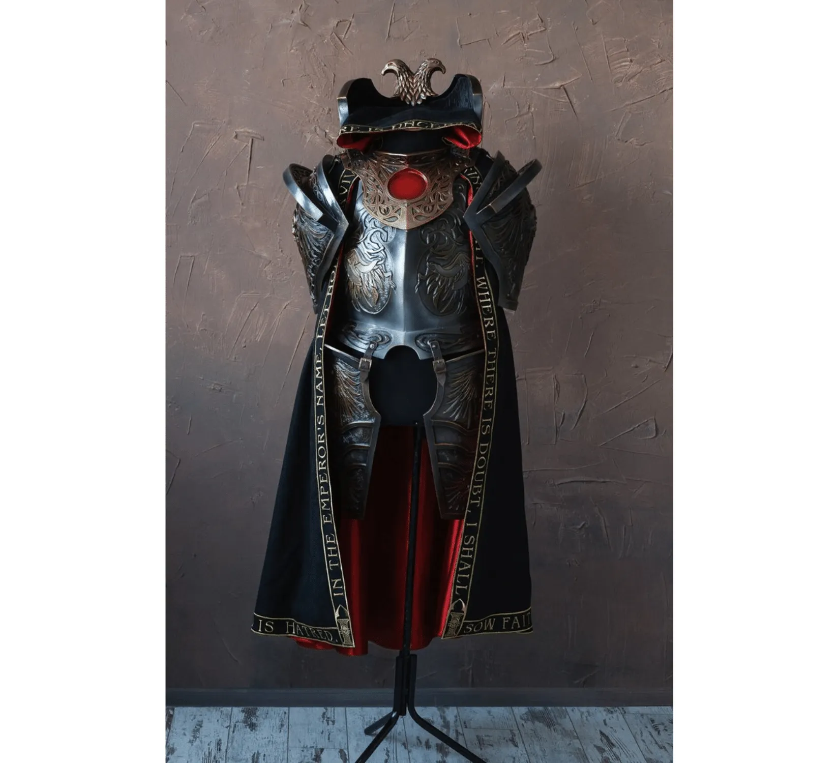 LARP hooded cloak with embroidery