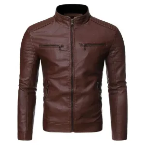 Leather Zipper Korean Trend Casual Fit Slim Baseball Clothes Autumn Fashion Leather Coat Sheepskin Men Leather Jacket New Men