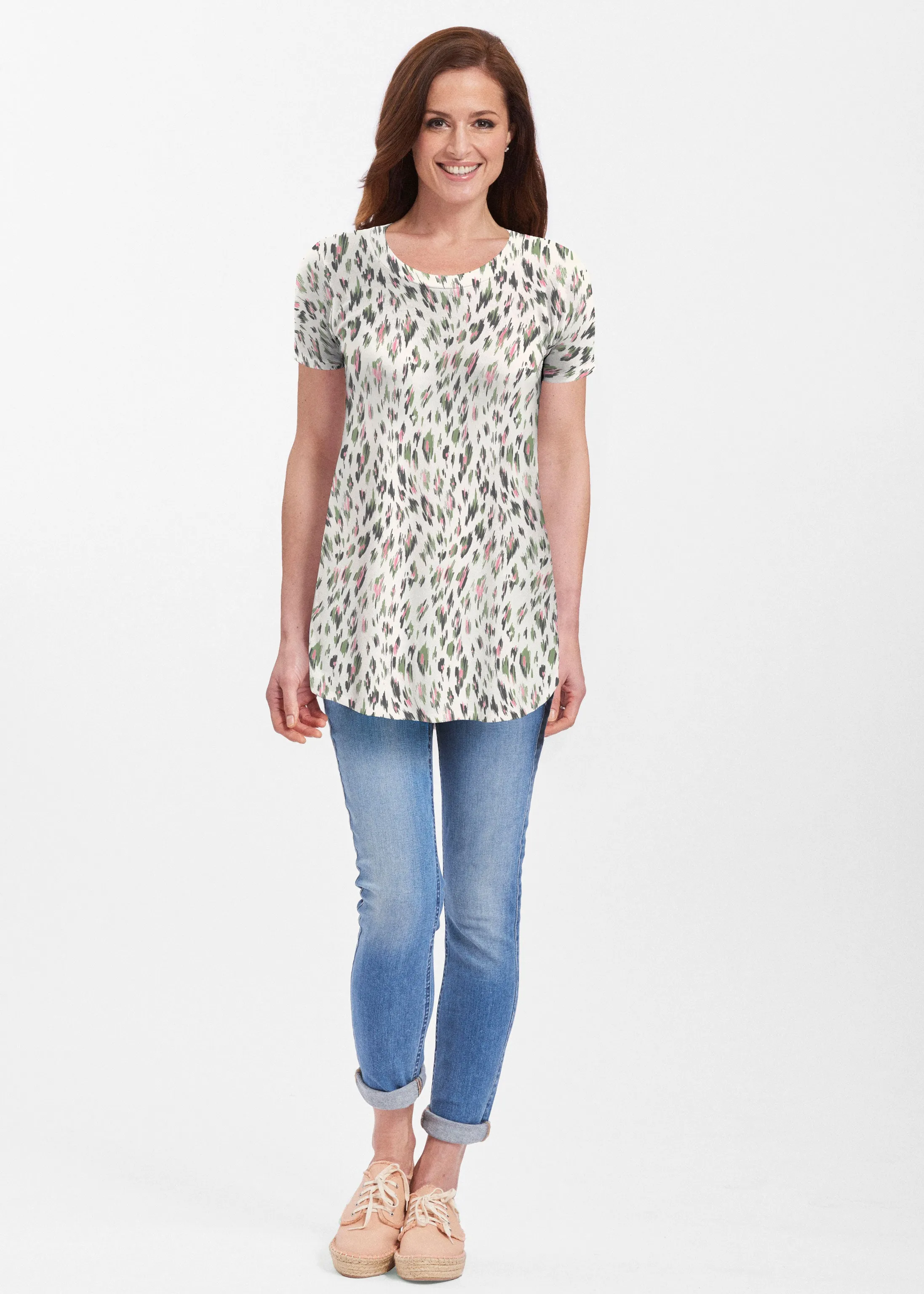 Leopard Bouquet (8019) ~ Short Sleeve Butterknit tunic
