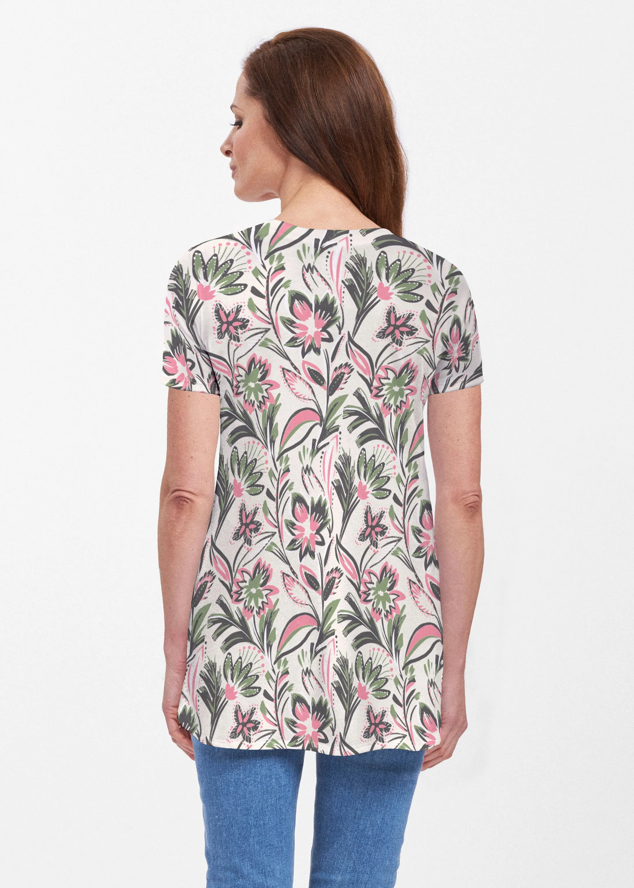 Leopard Bouquet (8019) ~ Short Sleeve Butterknit tunic