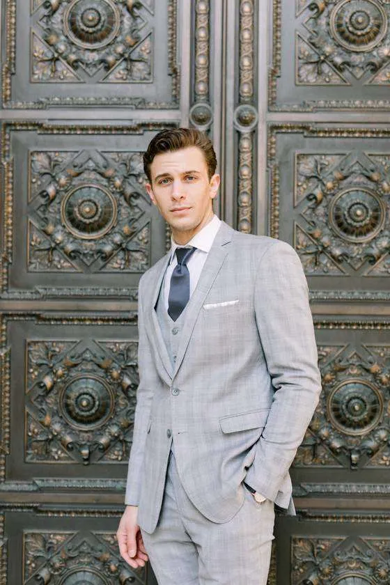 Light Grey Window Pane Suit