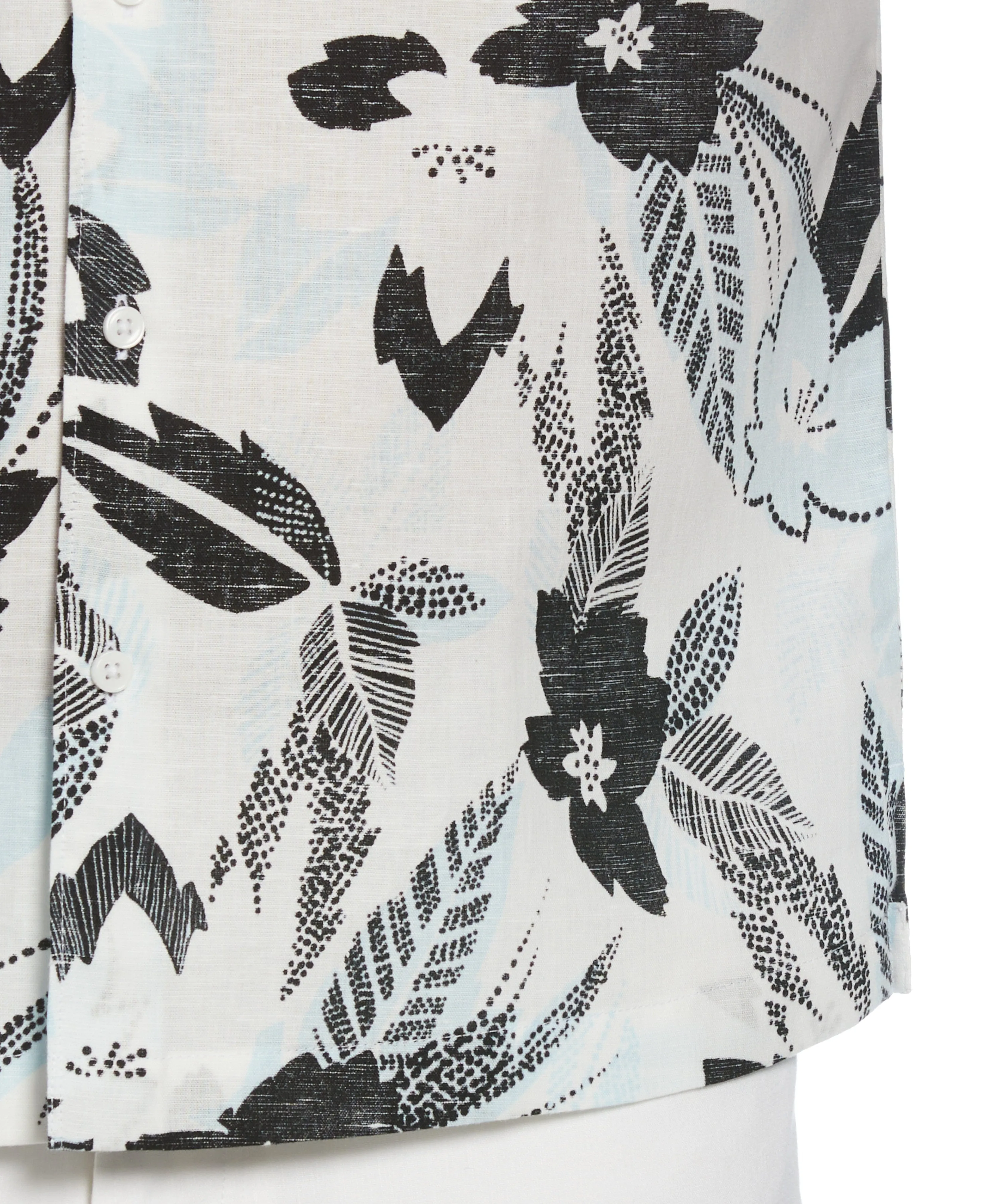 Linen Blend Abstract Floral Print Shirt