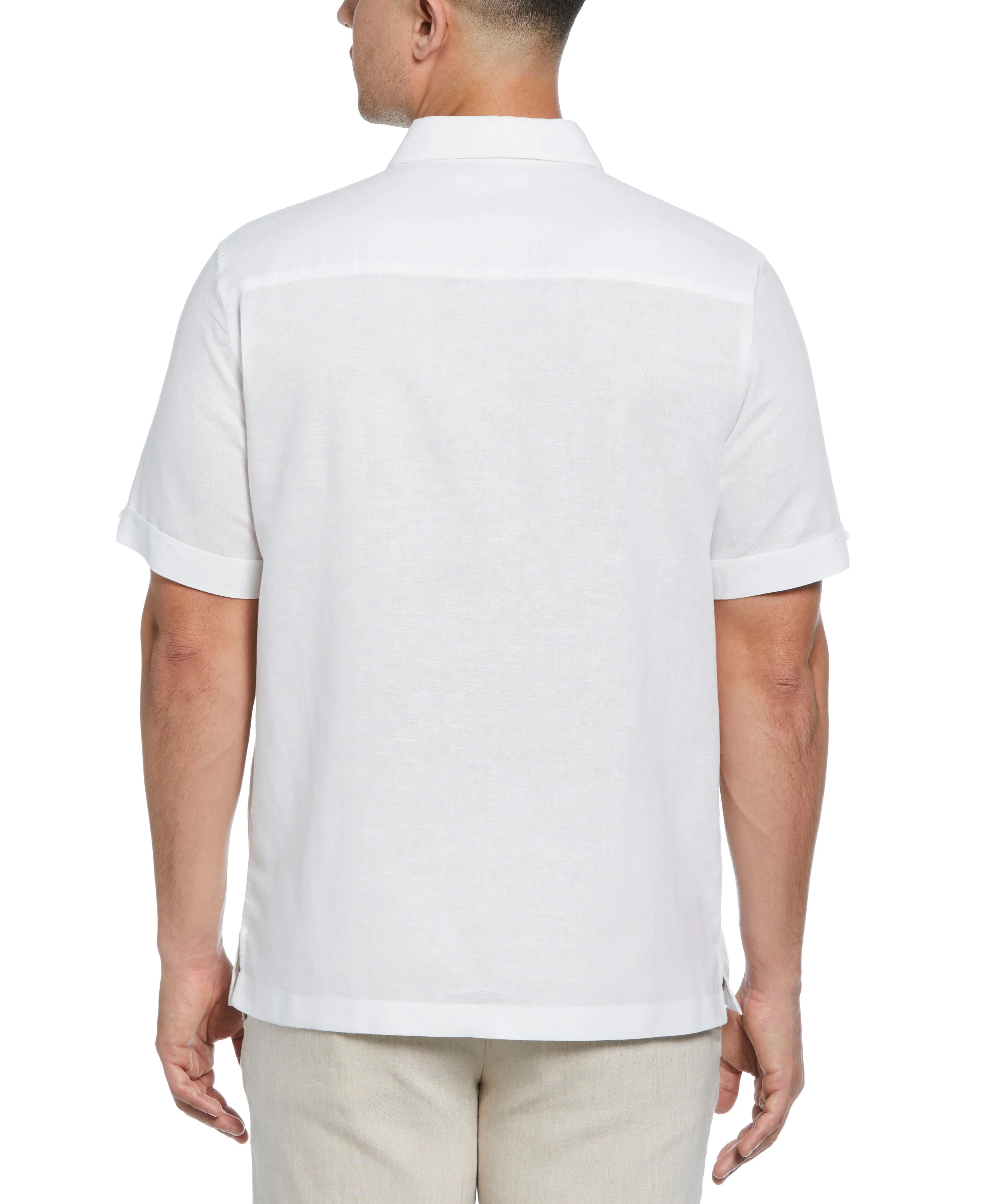 Linen Blend Embroidered Panel Shirt
