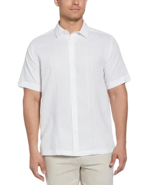 Linen Blend Embroidered Panel Shirt