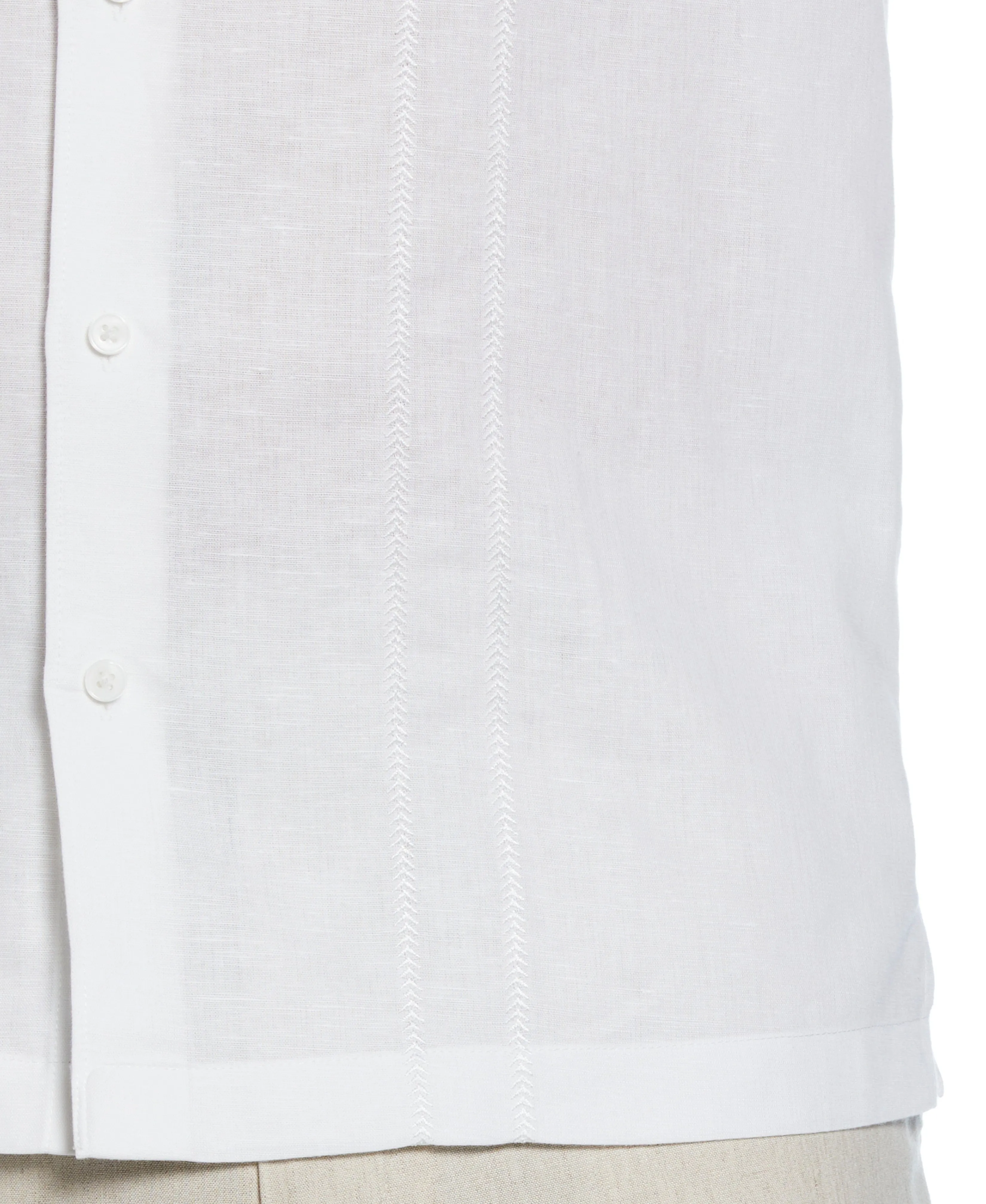 Linen Blend Embroidered Panel Shirt