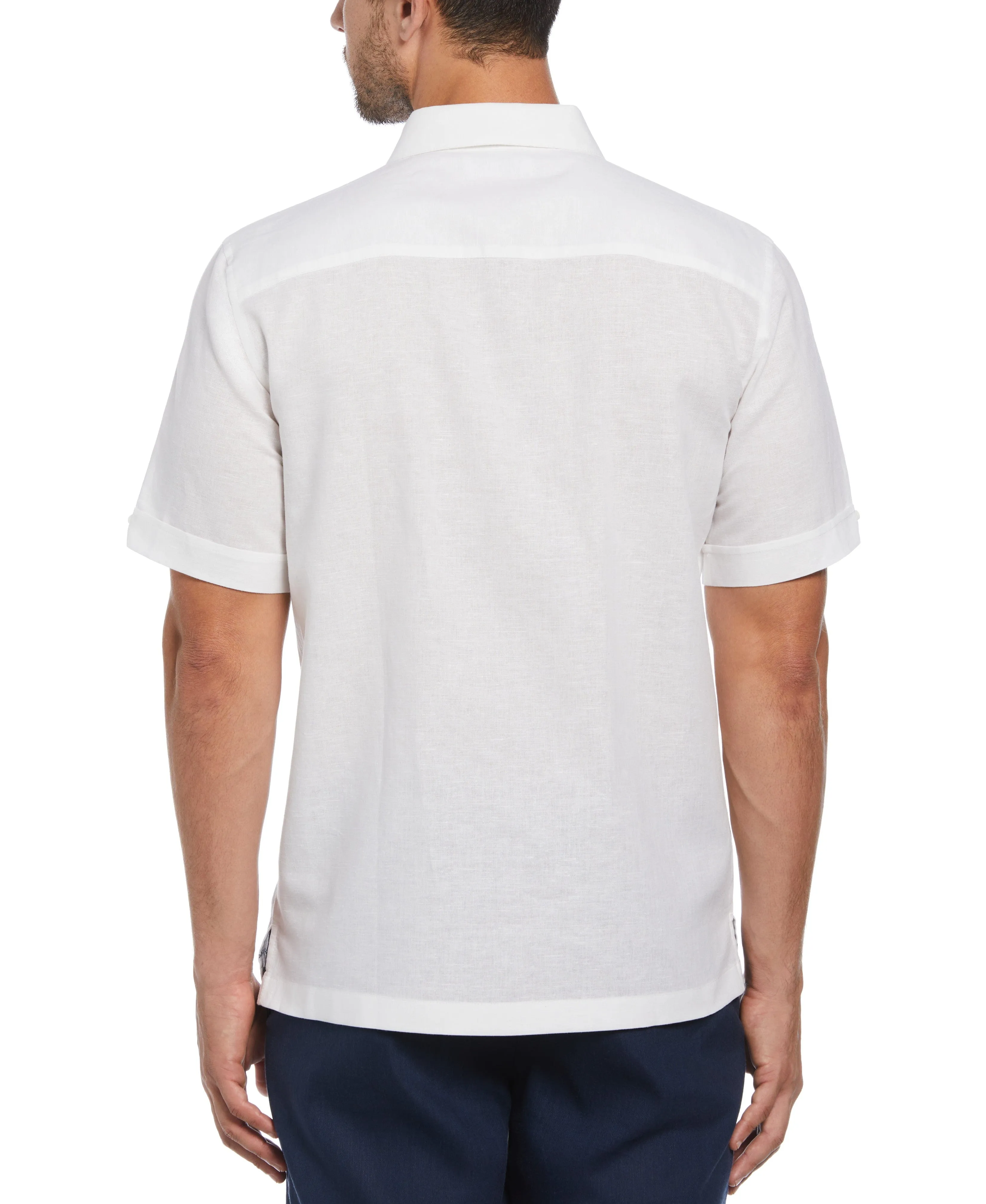 Linen Blend L-Shape Embroidered Shirt