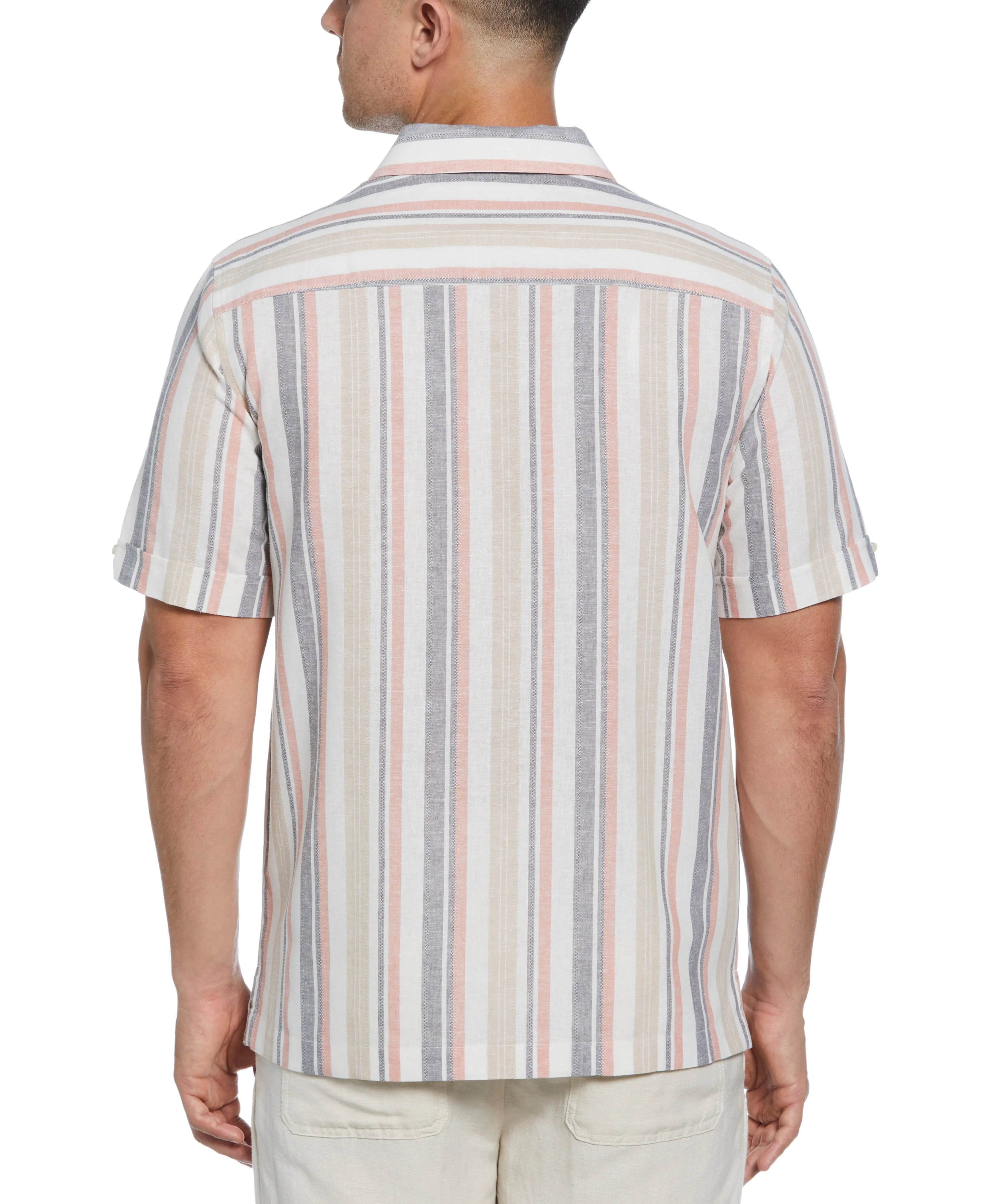 Linen Blend Striped Panel Shirt