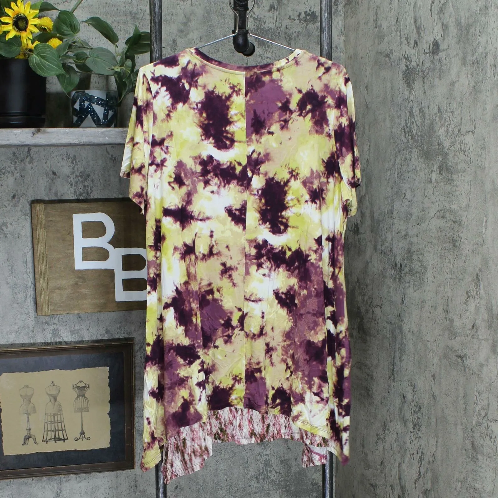 LOGO by Lori Goldstein Plus Size Tie Dye Tunic With Hi-Low Tank Top