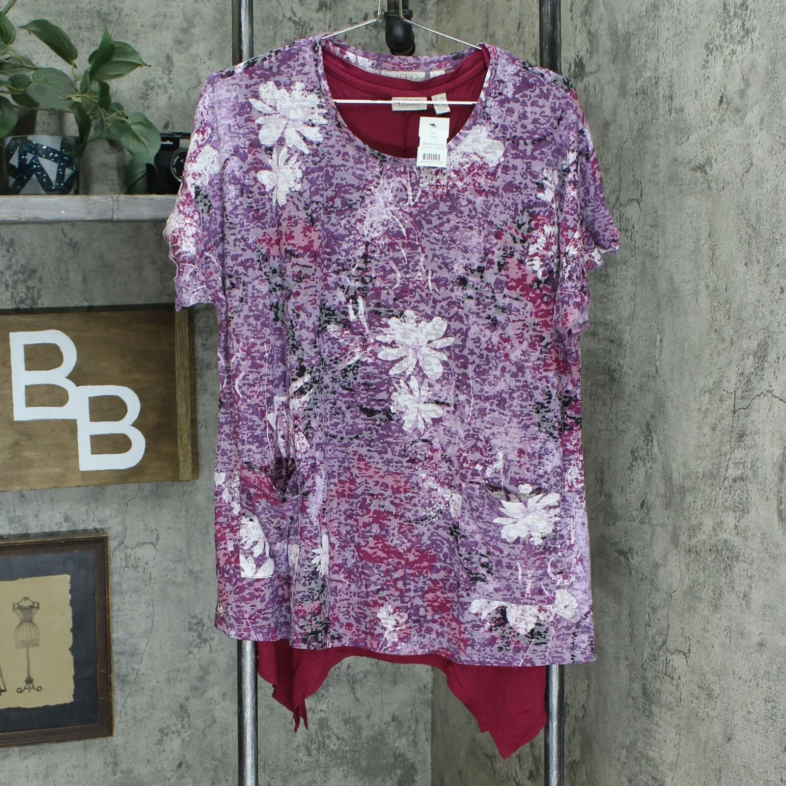 LOGO by Lori Goldstein Printed Burnout Top & Tank Top Set