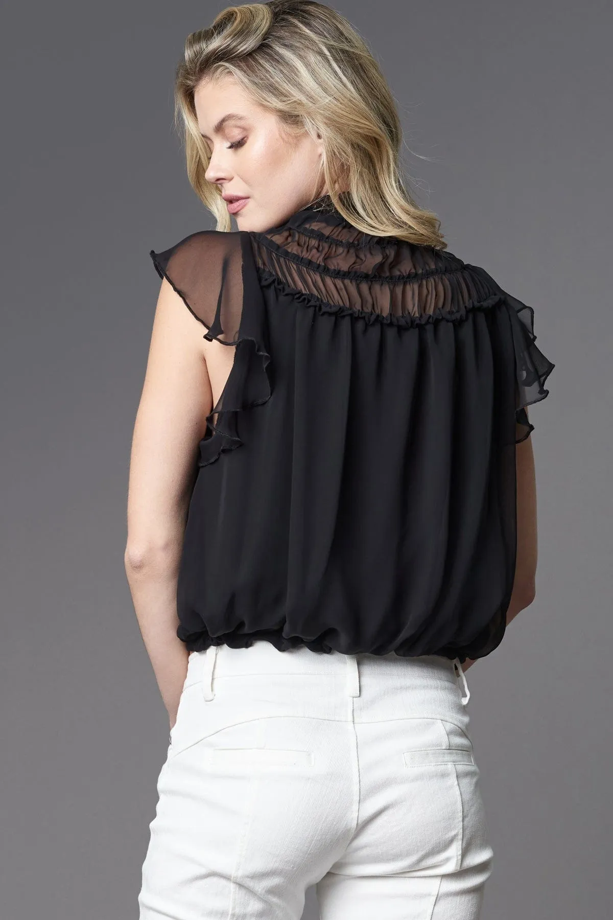 Lola & Sophie Smocked Chiffon Top