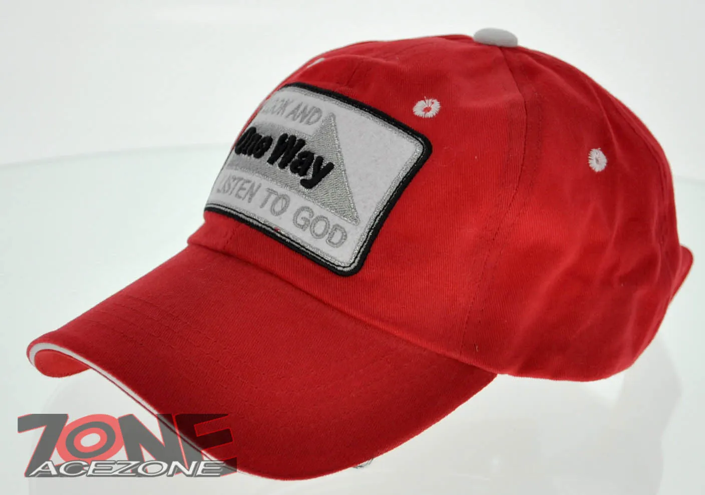 LOOK AND ONE WAY LISTEN TO GOD JOHN 3:16 JESUS CHRISTIAN CAP HAT COTTON RED