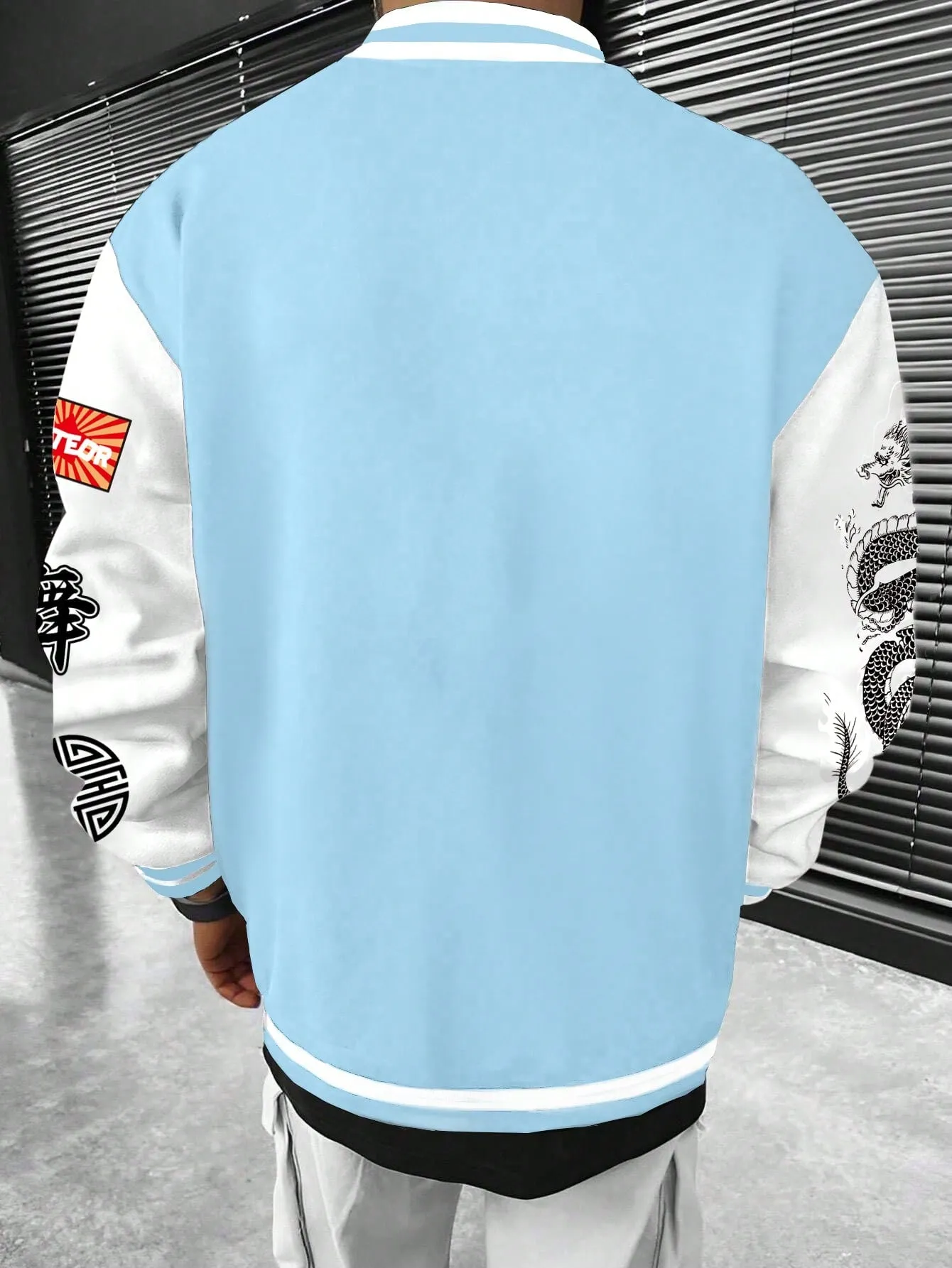 Loose Men's Color-Block Letter Printed Jacket