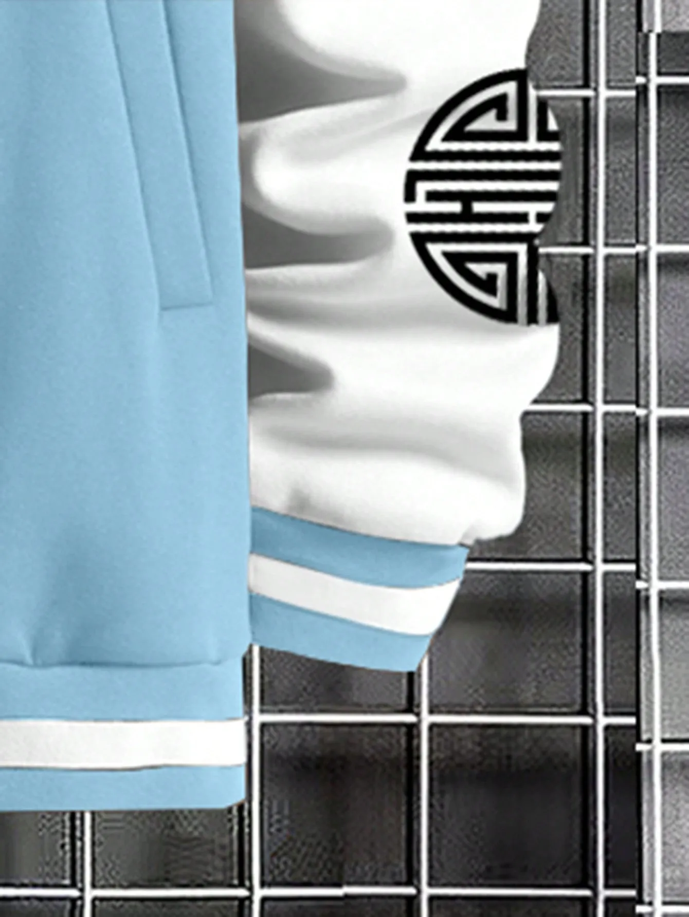Loose Men's Color-Block Letter Printed Jacket