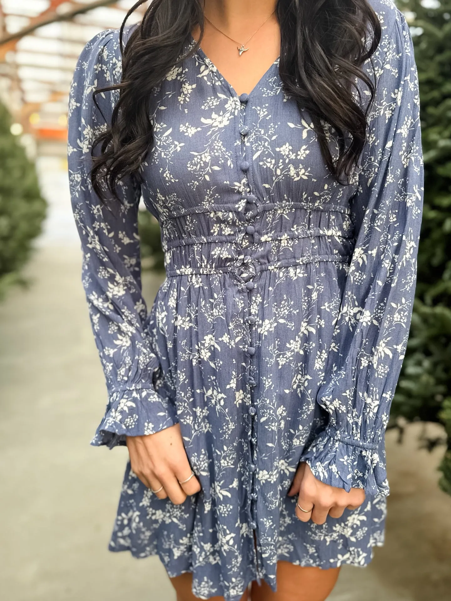 Love You Tonight Floral Dress - Light Navy