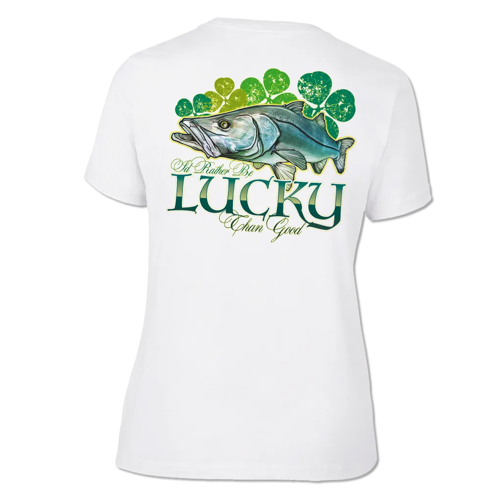 Lucky Snook - Ladies Short Sleeve, Cotton Blend, V-neck Shirt