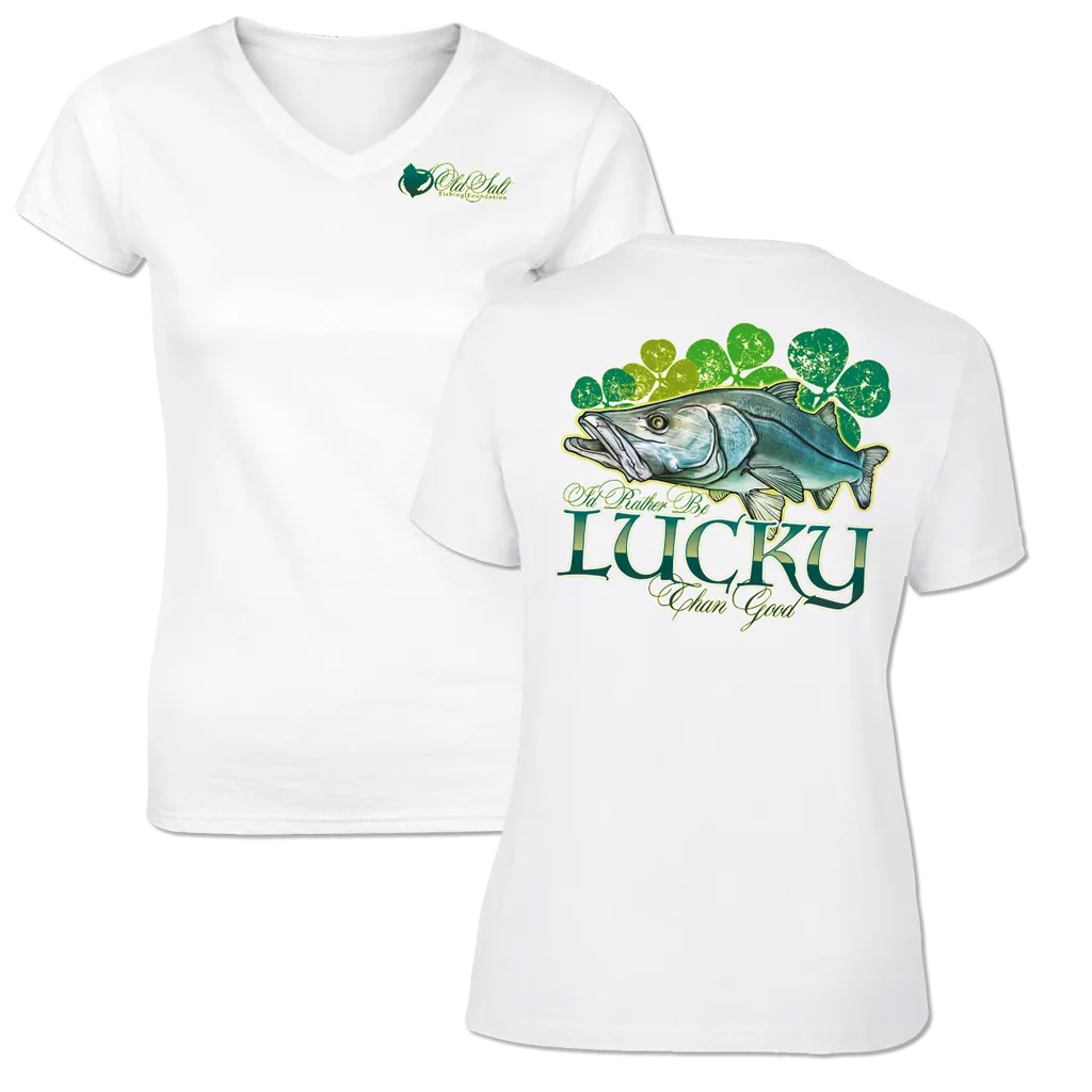 Lucky Snook - Ladies Short Sleeve, Cotton Blend, V-neck Shirt
