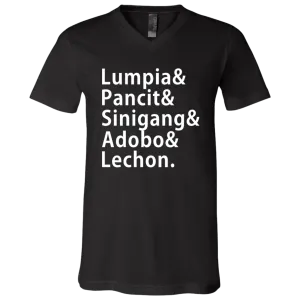 Lumpia Pancit Sinigang Adobo Lechon Unisex Jersey V-Neck T-Shirt