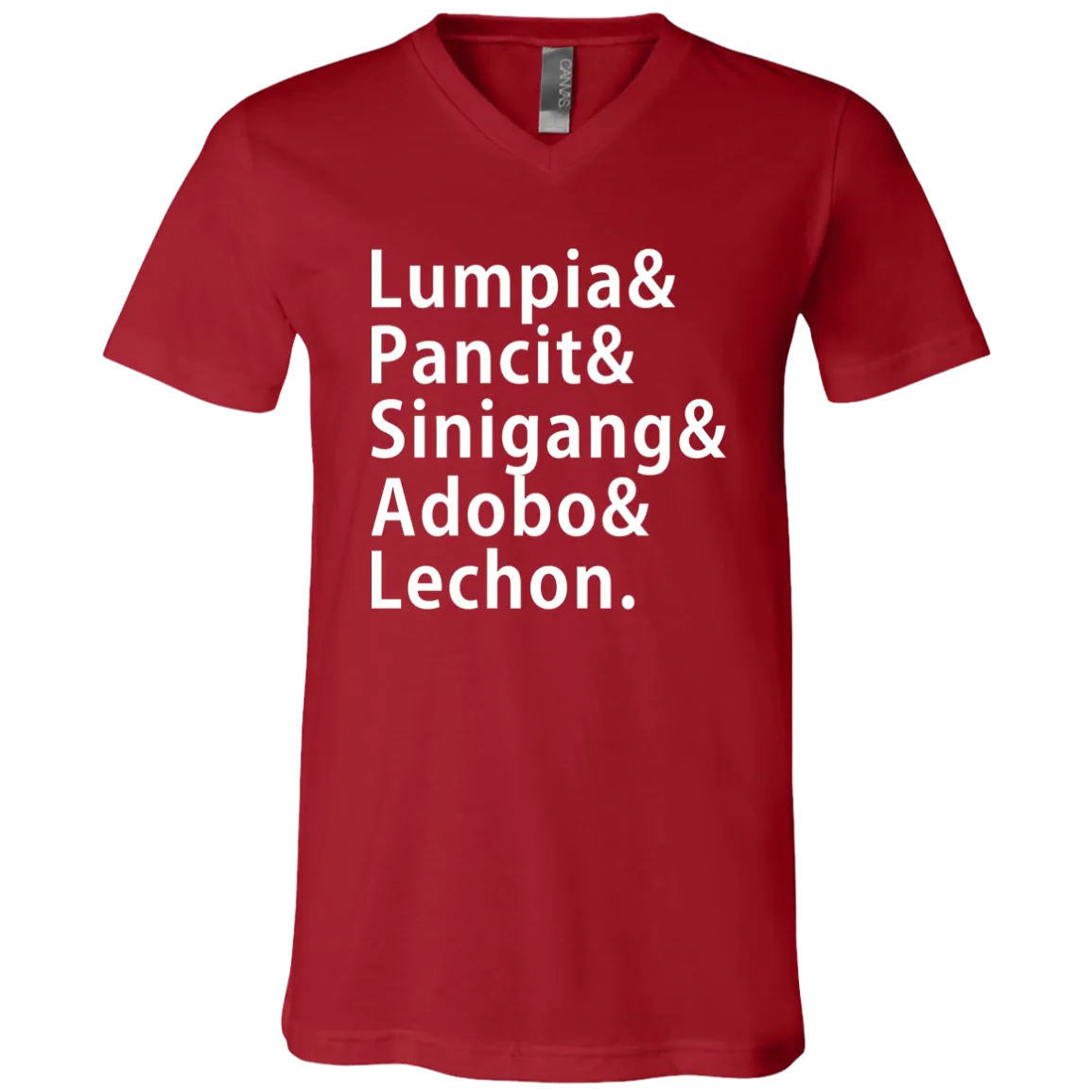 Lumpia Pancit Sinigang Adobo Lechon Unisex Jersey V-Neck T-Shirt